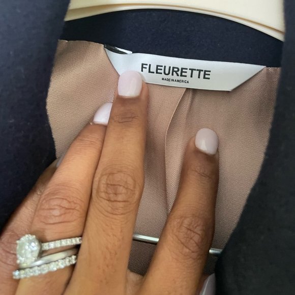 NWT FLEURETTE LORO PIANA Eden navy wool double breasted peacoat - Picture 6 of 13